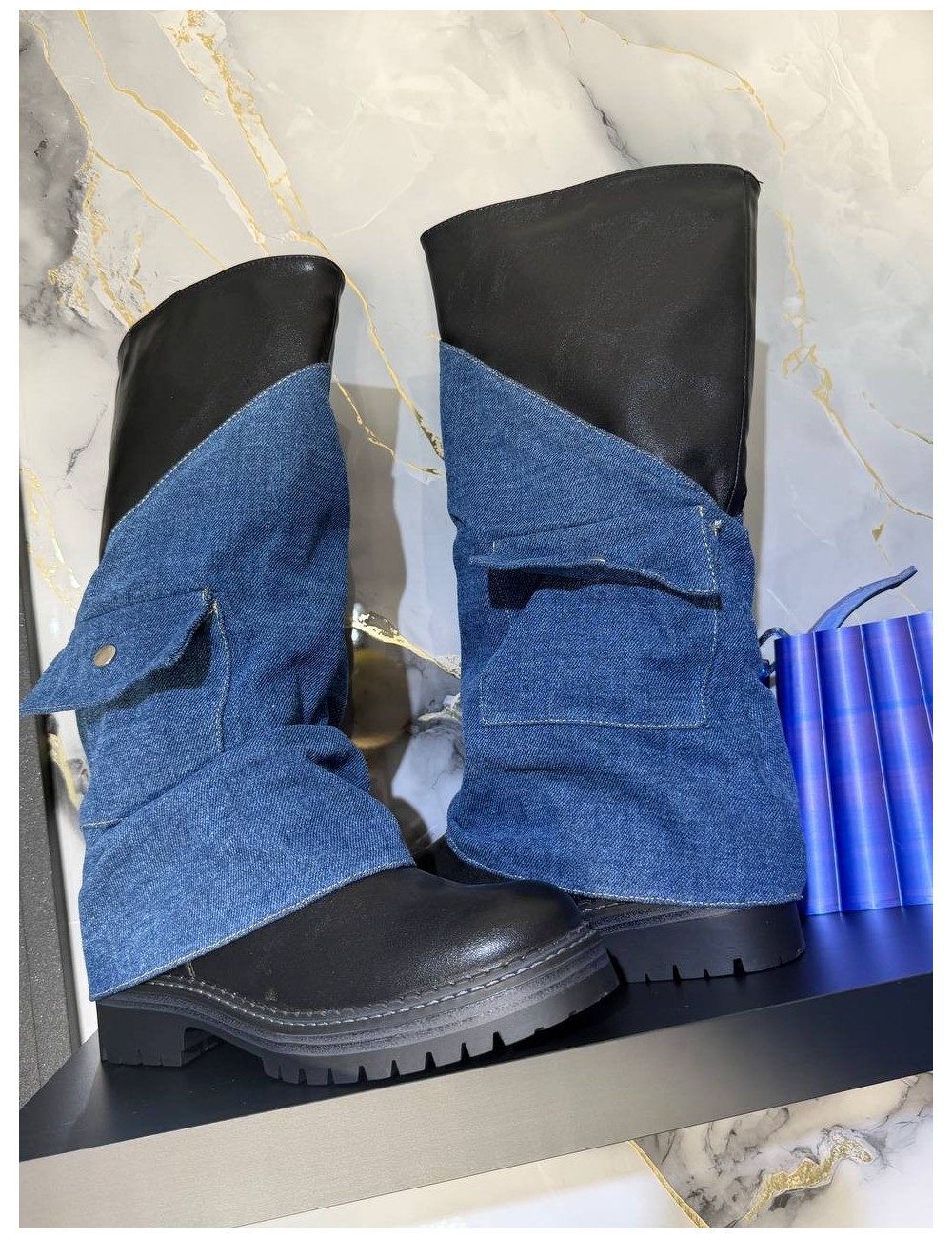 Stivale alto di jeans