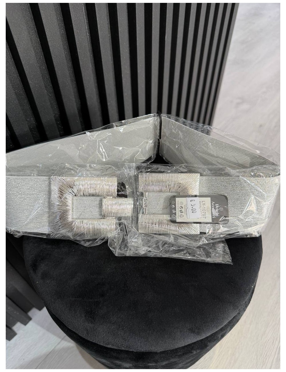 Cintura elastica con cinturino argento