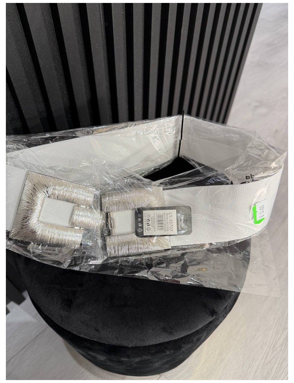 Cintura elastica con cinturino argento