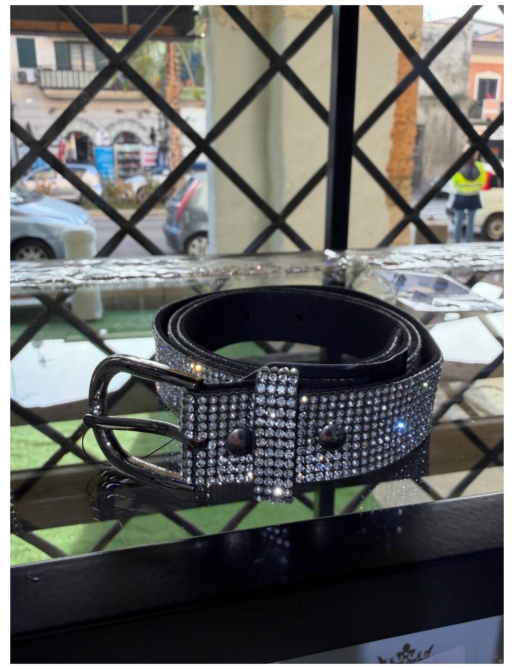 Cintura nera brillantinata